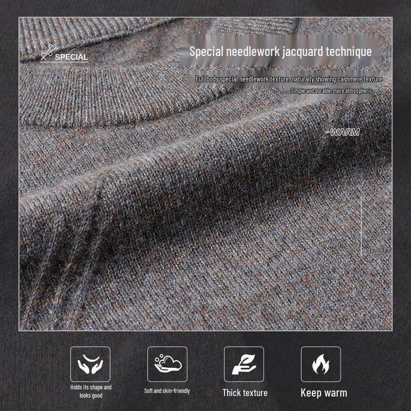 SHANSHAN Men's 100% Cashmere Round Neck Sweater