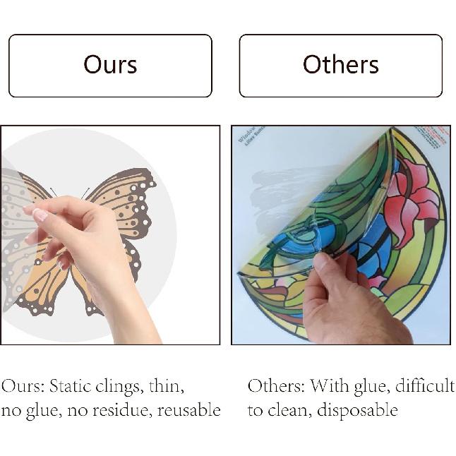 GORGECRAFT 6.3x6.3 4 Styles Spring Butterfly Vinyl Window Clings Non Adhesive Reble Window Decals Stairway Sliding Glass Door Stickers Film to