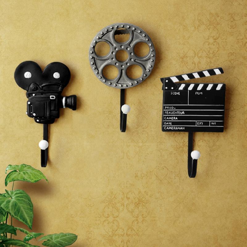 

3PCS Creative cinema equipment coat hooks,resin wall hooks Minimalist Home Decoration Retro Hanger Decorative Wall Hooks