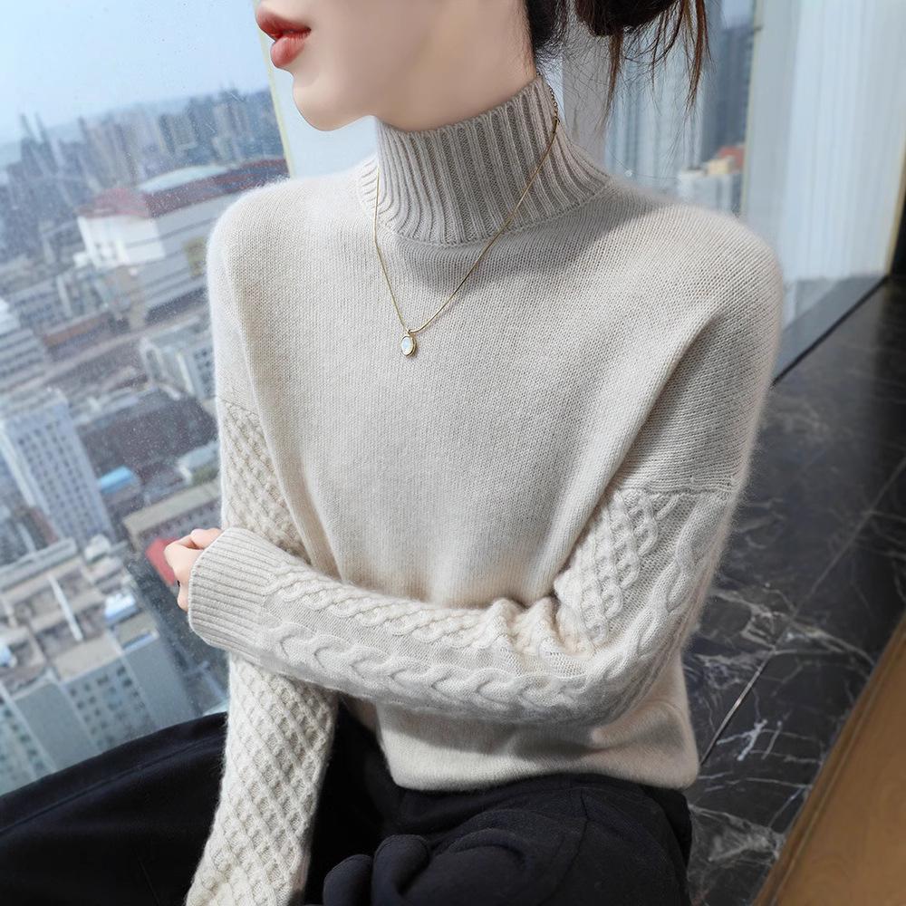 

Women s Slim Fit Cashmere Sweater - Semi-High Neck, Thickened for Autumn/Winter Fashion. L (115-125 jin)