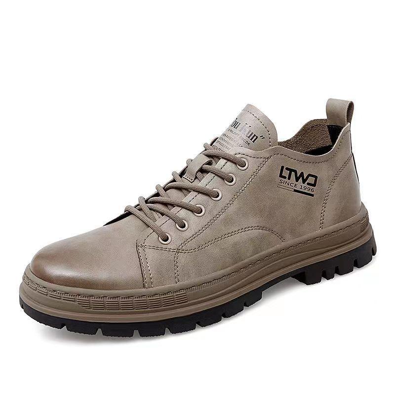 Leather Martin boots men's British tooling spring casual board shoes men's Chinese short boots pure cowhide comfortable height increase