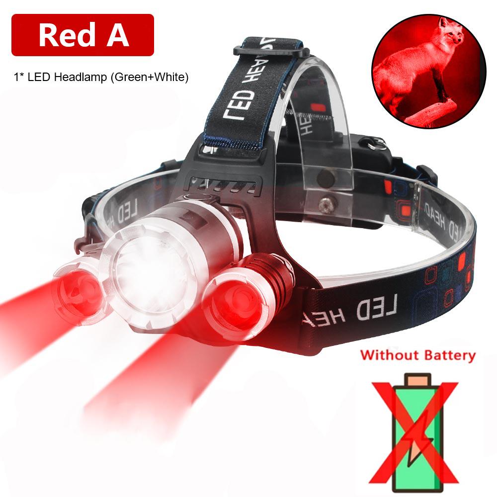 Super Bright LED Headlamp White+Red Light Lamp Beads Waterproof Headlight Power Display Suitable Exploration Hunting Fishing