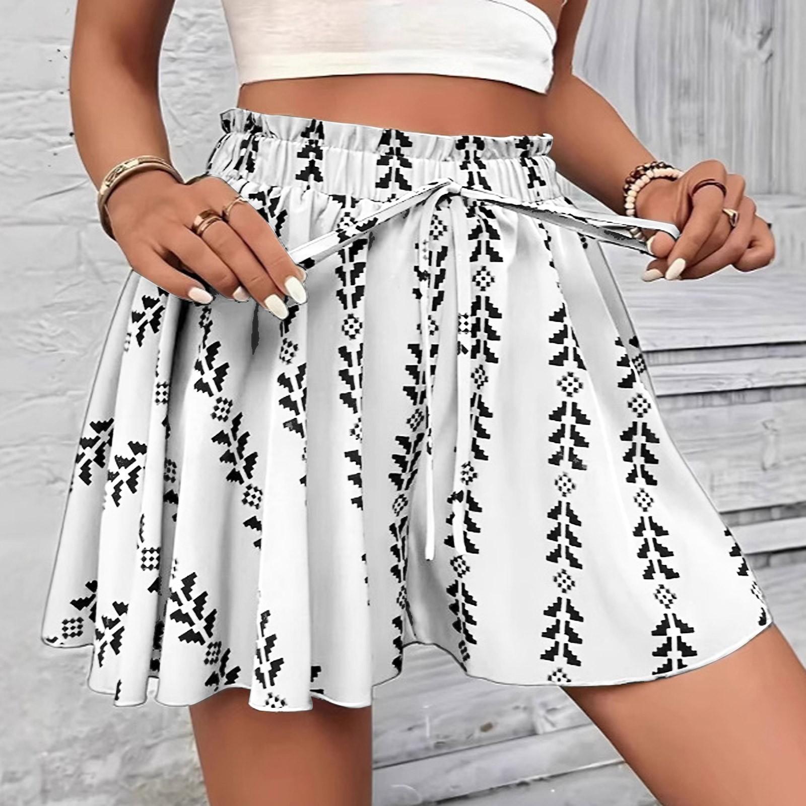 

Женские модные повседневные шорты с резинкой на талии и оборками с принтом L белый