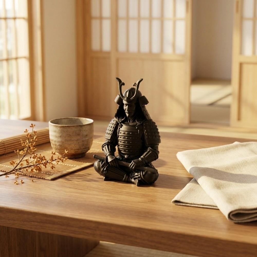 Dunkelstil Schwertkämpfer Figur Schreibtischornamente Samurai Skulptur Ninja Statue Heimdekoration