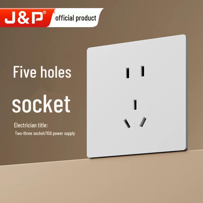 

Ultra-Thin Frosted White Concealed Single Pole Double Throw Wall Switch & Five-Hole Socket Panel