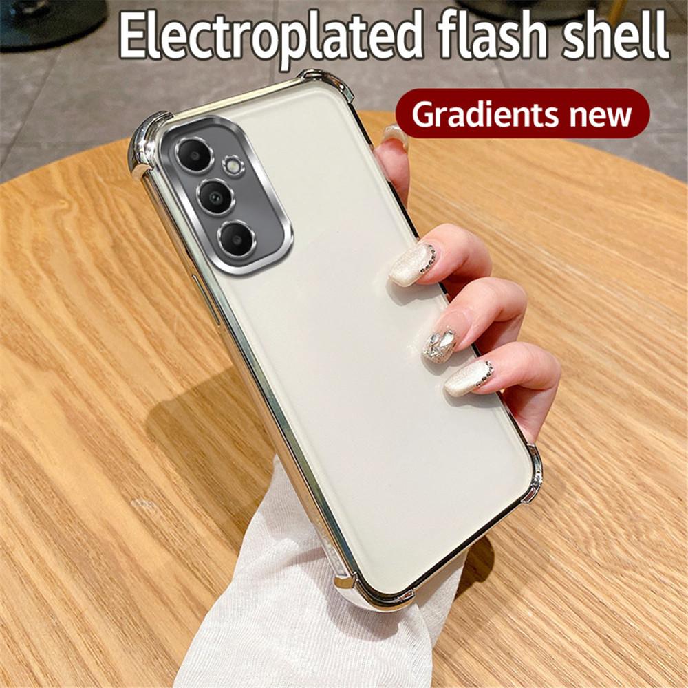 Gradient Glitter Plating Clear Phone Case For Samsung Galaxy A05 A05S A02 A03 A04 A04E A03 Core Shockproof Bumper Silicone Cover