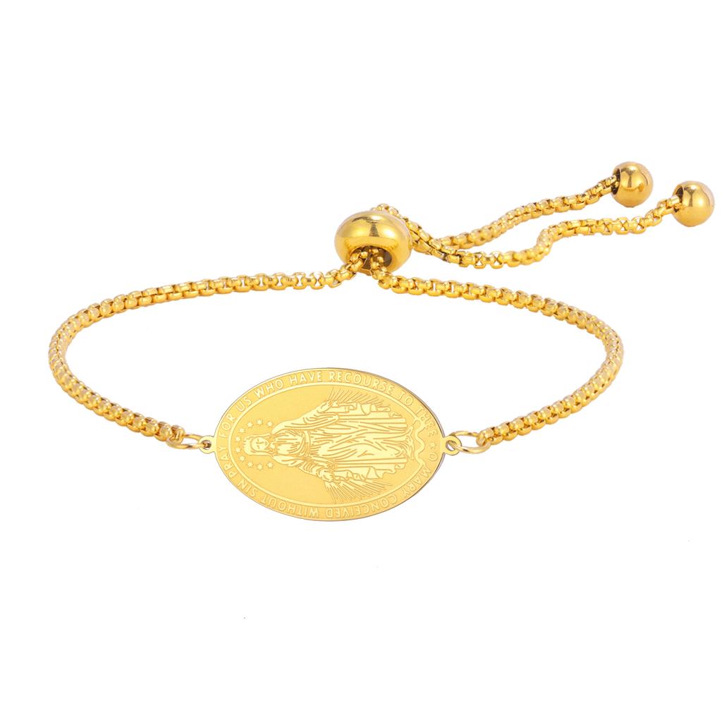 LIKGREAT Virgin Mary Bracelet for Women Stainless Steel Bracelets Mother of Jesus Catholic Jewelry Christian Protection Gift