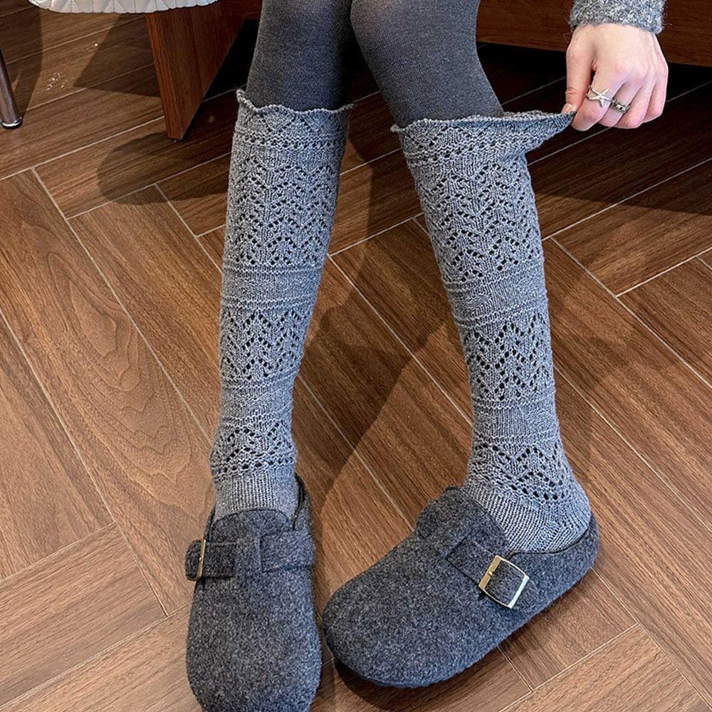 Warmth Hollow Calf Socks Knitted Mid Tube Socks New Stacked Long Tube Socks Autumn Winter