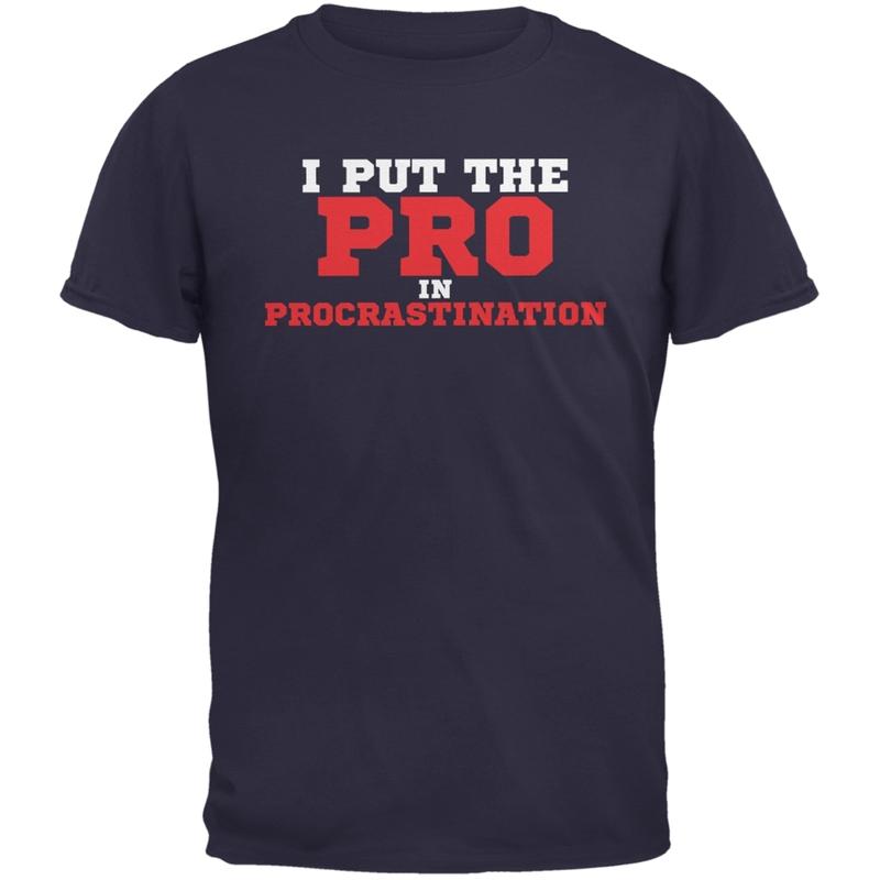

Put The Pro In Procrastination Navy Adult T Shirt - Men s Summer Cotton Graphic Tee S разноцветный