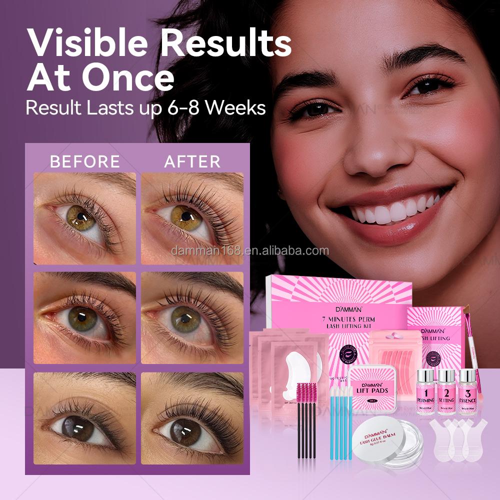 DAMMAN Lash Lifting Kit 7-9 Mins Per Step Semi Permanent Eyelash Perm Kit Long Lasting 6-8 Weeks Lash Curling Lift Kits