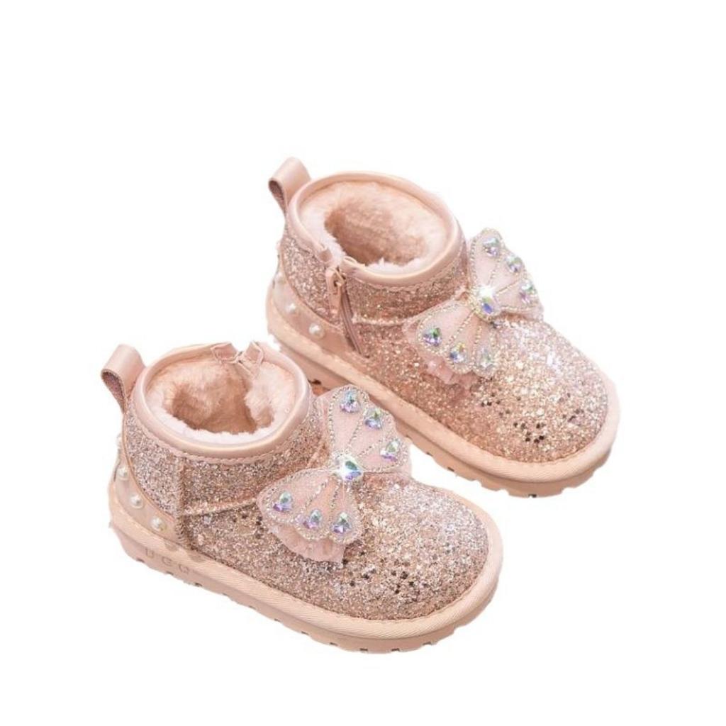 Girls' Snow Boots, Plush, Children's Cotton Shoes, Thick Shoes, Warm Shoes, Non Slip Shoes