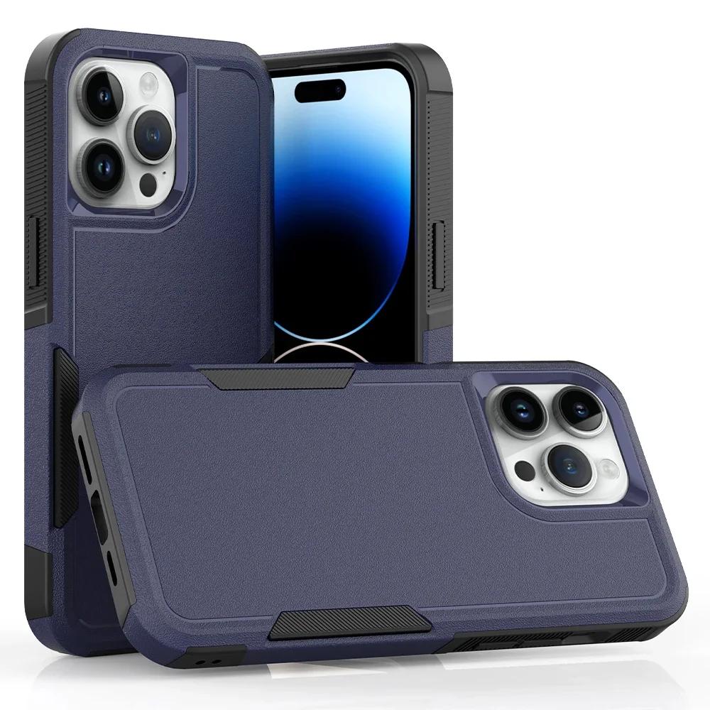 2IN1 PC+TPU Heavy Duty Rugged Armor Phone Case for IPhone 16 15 14 11 Pro Max Plus 13/12 XS/R 7/8 4/5G OTT Protector Cover Box