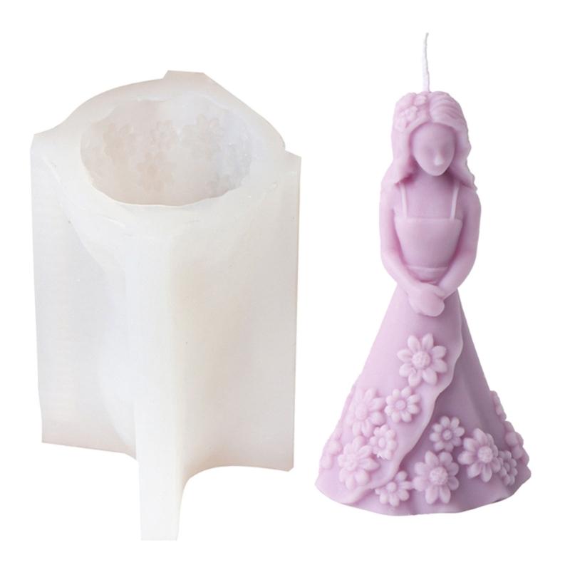 Flexible Silicone Mold Handmade Scented Candle Mould Flower Dress Girl Aromatherapys Jewelry Mold Home Decorations