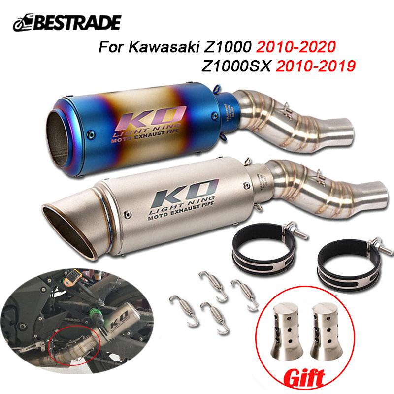 For Kawasaki Z1000 2010-2020 Z1000SX 2010-2019 Motorcycle Exhaust System Left Right Side Mid Pipe Muffler Tube Stainless Steel