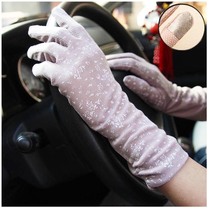 New Fashion Gloves Women Mid-long Summer Cotton Black Print Cycling Thin Touch Screen Bike Car Driving Gloves for Women