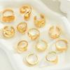 iF ME 12Pcs Gold Color Lava Texture Ring Set For Women Chunky Statement Irregular Heart Teardrop Stackable Rings Minimalist Jewelry