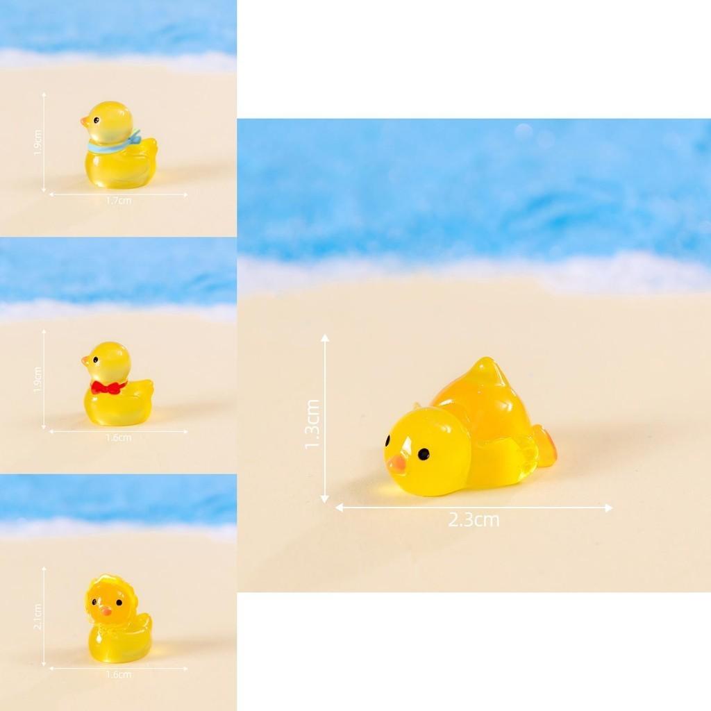 Adorable Luminous Playful Duckling Figurines Resin Miniature Decor Set