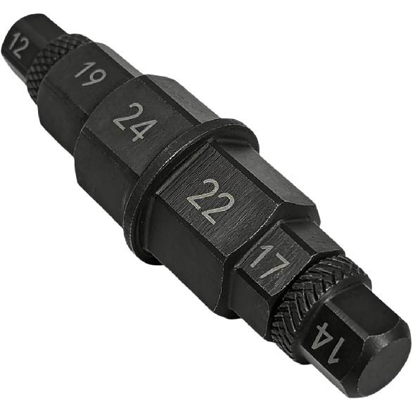Hex Axle Tool for Motorcycle Front Axle Wheel, 17/19/22/24mm Hex Axles Adapter Spindle Driver Socket, 3/8" Square Drive Front Wheel Axles Tool for