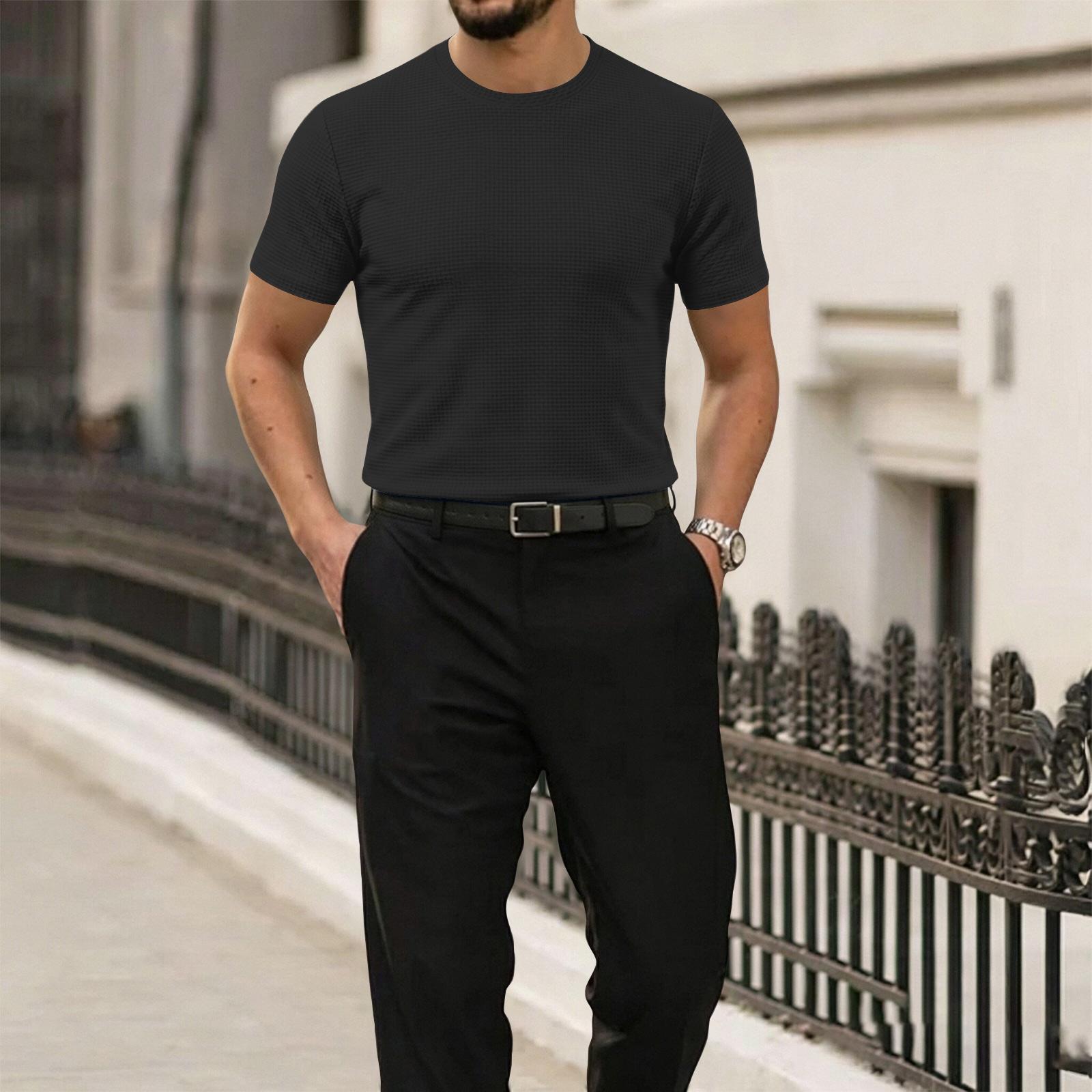 

Men s Summer Breathable Ice Silk Mesh Short Sleeve T-Shirt Lightweight Quick Dry Round Neck Casual Top for Outdoor and Daily Wear XXL чёрный