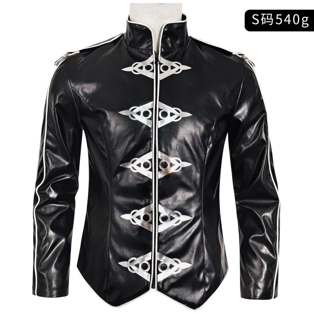Veste en Cuir Punk Heavy Metal V8 Hommage à Michael Jackson pour Imitateur Cosplay Halloween Homme Michael Jackson