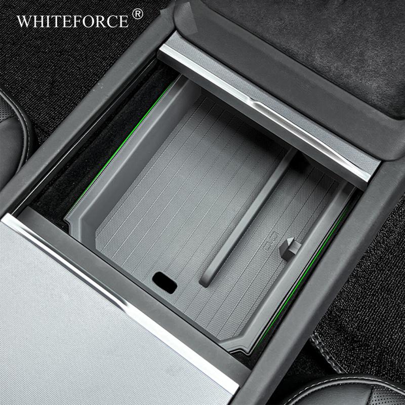 For Tesla Model Y Juniper Model 3 Highland Center Control Armrest Box Organizer Double Layer Box ABS+TPE Layered Storage Box