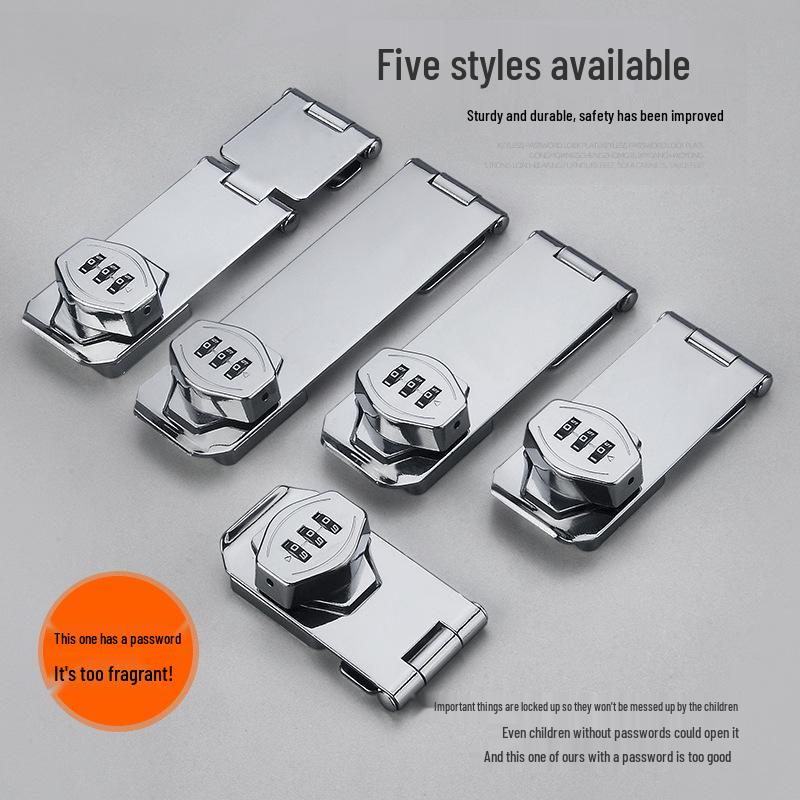 No-Drill Combination Lock for Cabinets, Drawers, and Refrigerators - Anti-Theft Double Door File Latch