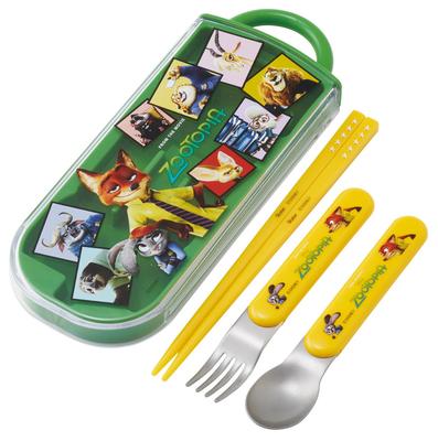 Çocuk Bento Çubukları Üçlü Set (Çubuklar, Kaşık, Çatal) 16.5cm Disney Zootopia 26 Erkek ve Kız Çocuklar için (TACC2-A)