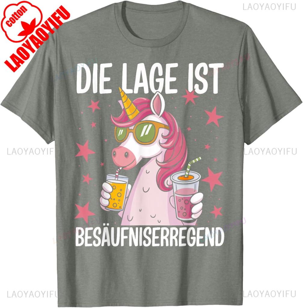 Funny German Text Graphic T Shirt Die Lage Ist Besäufniserregend Cotton Black Vintage Summer New Arrival Unisex Party Outfit