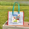 Jelly Beach Bag Waterproof Kawaii Print Pvc Storage Bag Transparent Travel Handbag Shoulder Bag Shopping Bag With Cute Pendant