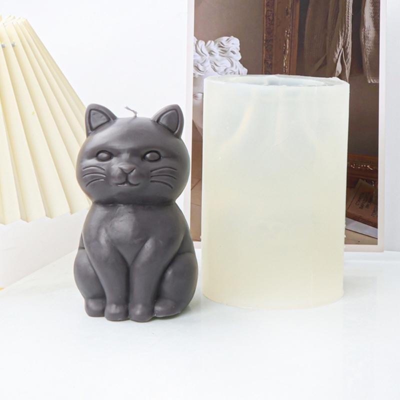 3D Fat Cat Shaped Candle Silicone Mold for DIY Hand-made Candle Ornaments Mould Handicrafts Making Tool Baking Mold