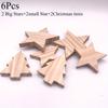 6-24pcs Solid Wood Christmas Tree Star Ornaments Christmas Decor 3D Wood Texture Craft Ornament Home Table Xmas Decorations 2025