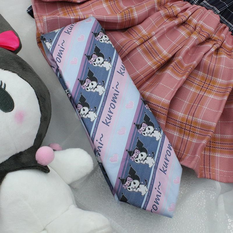 Trendy Arrowhead Type Tie With Kuromi And Sanrio Stripes