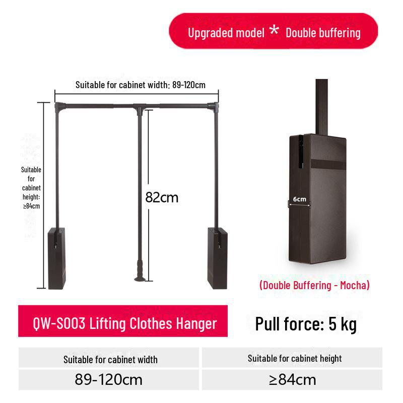 Cloakroom Pull-Down Clothes Hanger Wardrobe Lift Rod