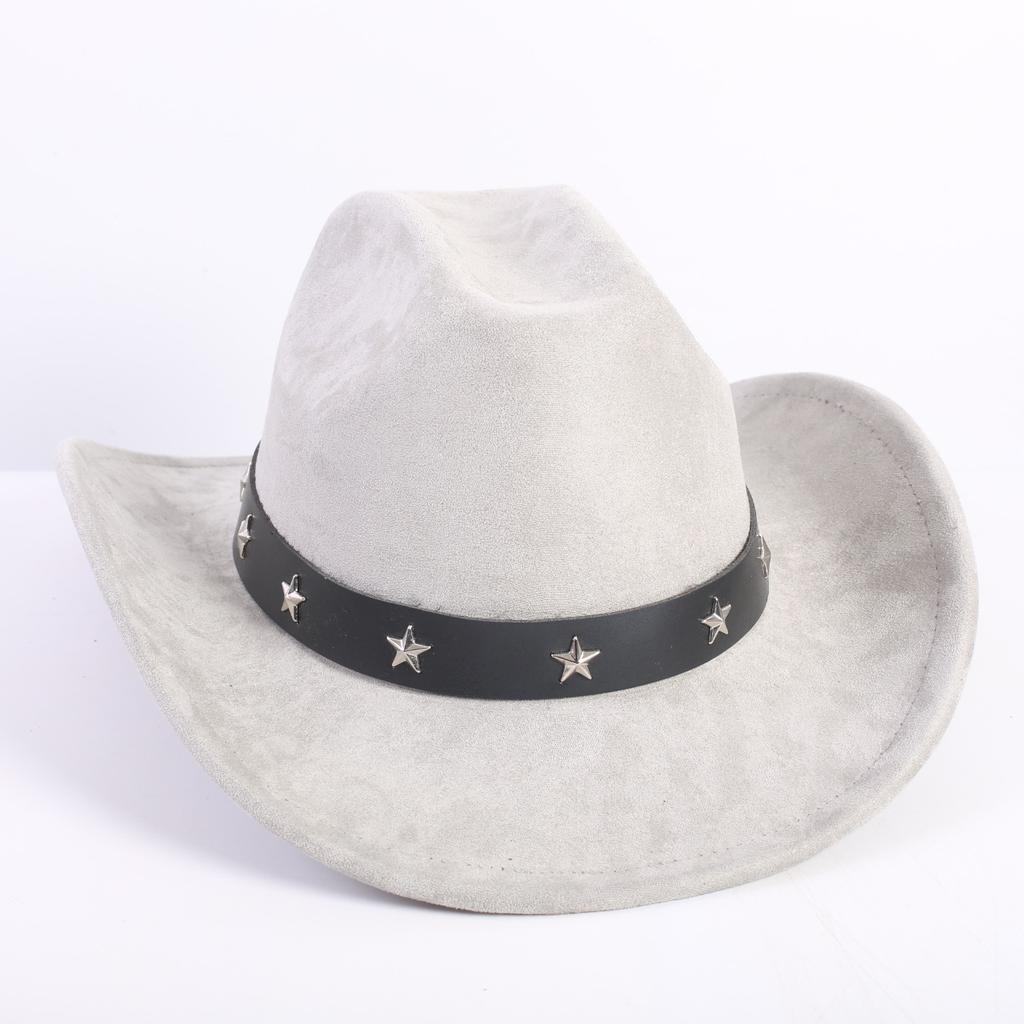 Nuovo colore cappello da cowboy western da uomo e da donna versatile per il pendolarismo stile semplice tesa larga cappello a cilindro cappello da sole