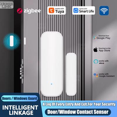 Tuya ZigBee Tür-Fenster-Sensor Drahtloser Magnetischer Alarmdetektor Heimschutz Diebstahlschutz APP-Steuerung Funktioniert mit Alexa Google