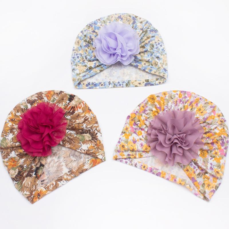 New Children's Flower Creative Printing Hat, Summer Thin Cute Soft Baby Hat, Baby Headscarf