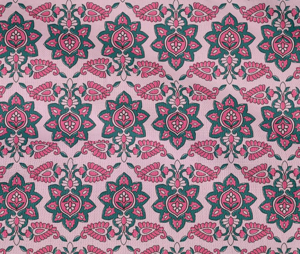 oneOone Cotton Flex Fabric Floral & Paisley Block Print Sewing Fabric BTY 40 Inch