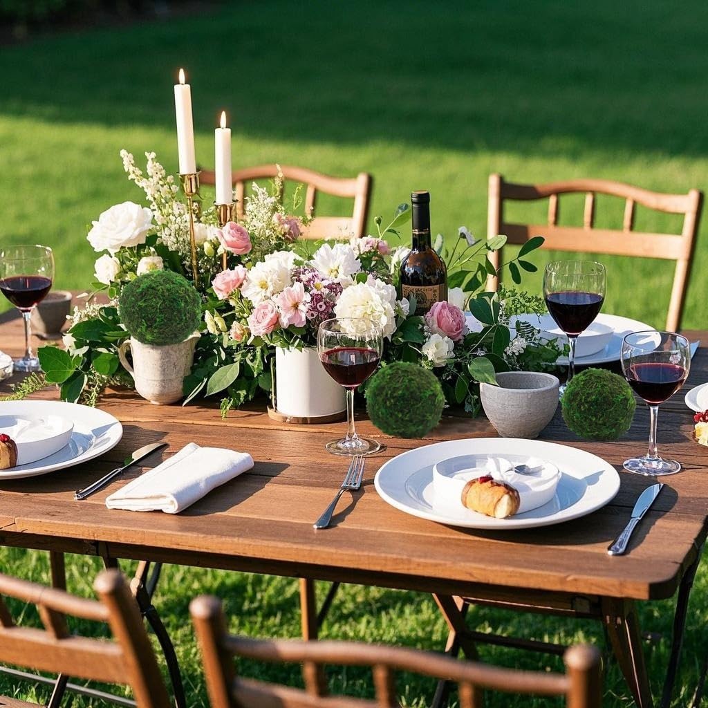 Large Decorative Moss Balls, 8 Pcs 3.5" Green Dried Moss Spheres Ball, Greenery Balls Faux Mossy Globes, Moss Decor Balls for Bowls Filler, Wedding