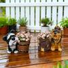 Cute Dog Resin Flower Pot Puppy Garden Statue with Flower Pot Bucket flowerpot Plant Pots Indoor for Desktop Windowsill