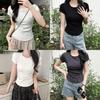 Cotton Short Sleeve T Shirt For Women With Pleated Design And Slim Fit For Casual Wear