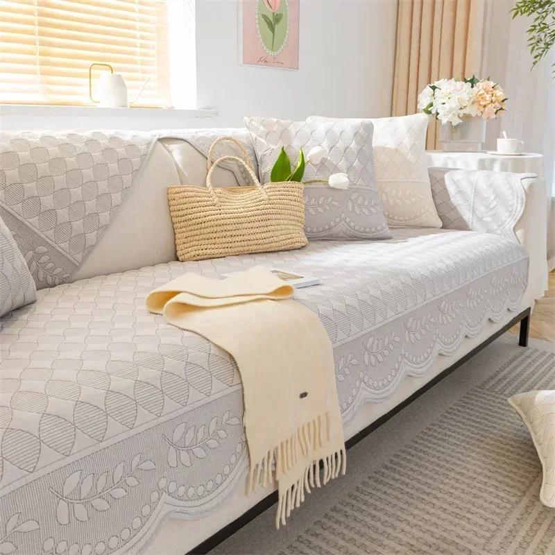 Universal Cotton Sofa Cover Towel  Nordic Solid Color Sofa Cushion for Living Room Non-Slip Sofa Cushion Armrest Backrest Cover