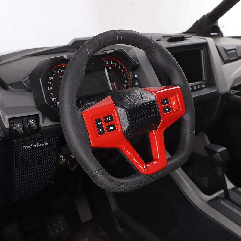Für Polaris RZR PRO XP UTV Auto Styling ABS Silber/Rot Auto Lenkrad Panel Abdeckung Trim Aufkleber Auto