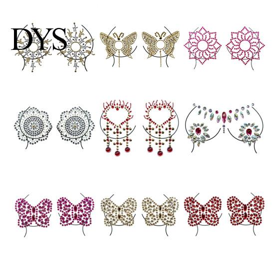 Temporary Face Jewelry Resin Rhinestone Tattoos, Self-Adhesive Faux Diamond Body Stickers Easy Apply Gems for Music Festival Party Makeup, Shiny Chest