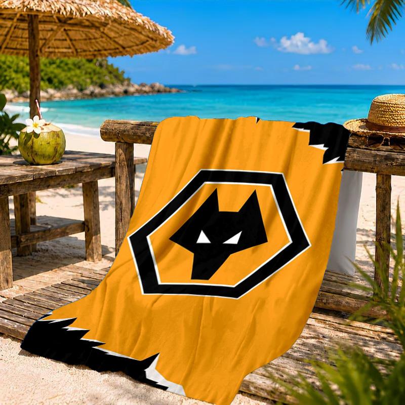 Fußballverein Wölfe Emblem Aufgedrucktes Mikrofaser Strandtuch, Weich Und Saugfähig, Schnelltrocknend, Ideal für Sommerreisen, Strand-Essentials, Schwimmbad
