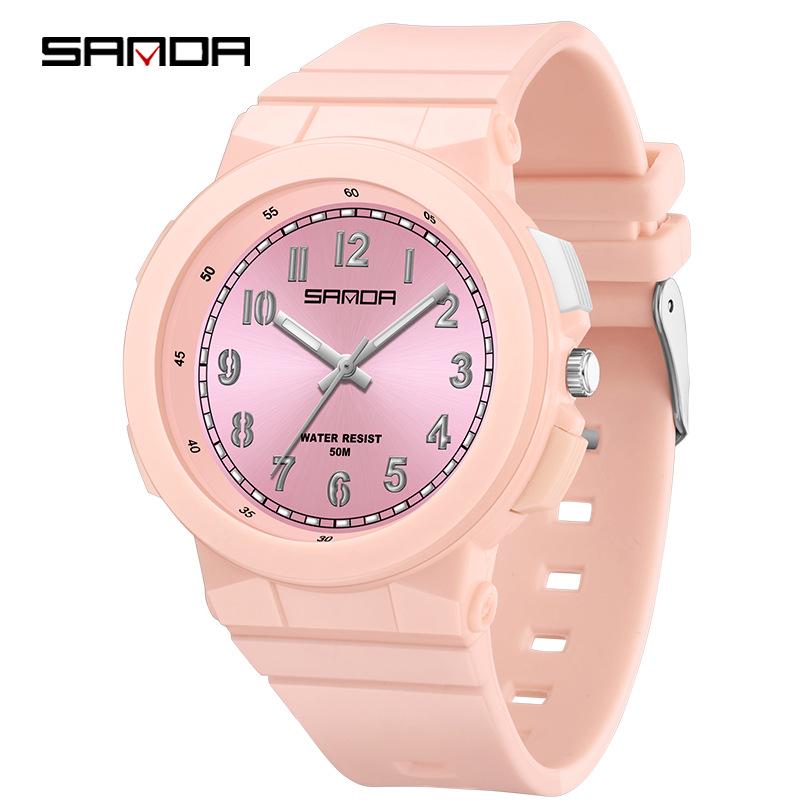 Sanda Unisex Luminous Quartz Watch: Trendy, 50M Waterproof, Ideal for Students and Sports.