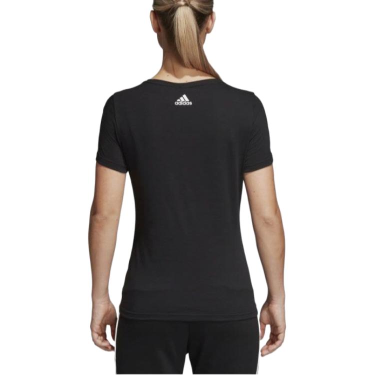 adidas Lifestyle Casual Series Foil Linear Round Neck Comfortable Short Sleeve T-Shirt Women T-Shirt Black CV4566