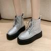 Móda Luxusní Křišťálové Platformové Kotníkové Boty Ploché Dámské Boty Zimní Tenisky 2025 Trend Designér Nové Chelsea Boty Elegantní Botas Mujer