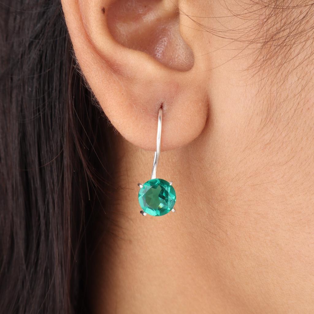 Chrome Diopside Gemstone 925 Sterling Silver Jewelry Handcrafted Earrings 0.92" EE-174-5