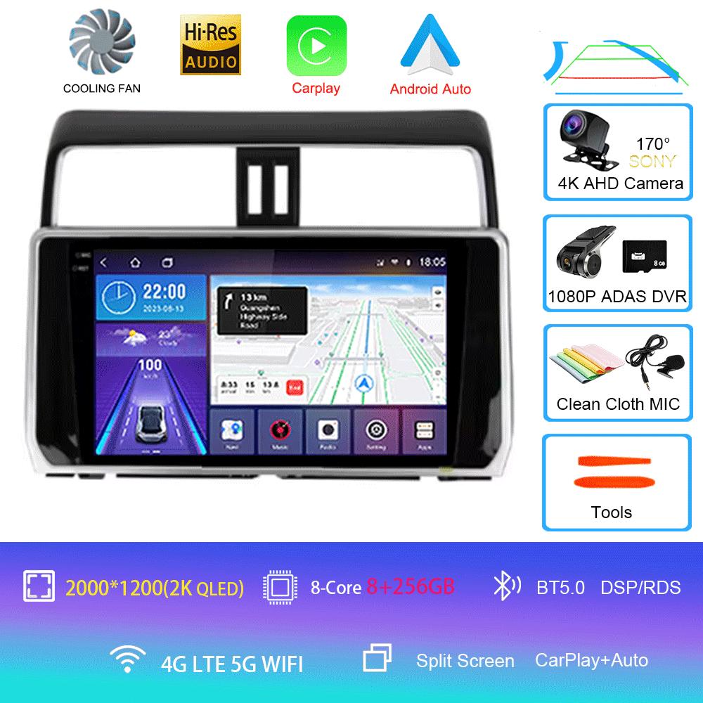 For Toyota Land Cruiser Prado 150 2018 2019 - 2025 Carplay 360 Camera Auto Android 14Car Radio Multimedia Player GPS Stereo Wifi