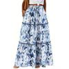 Gonna Lunga da Donna a Balze con Stampa Floreale, Vita Alta Elastica e Coulisse